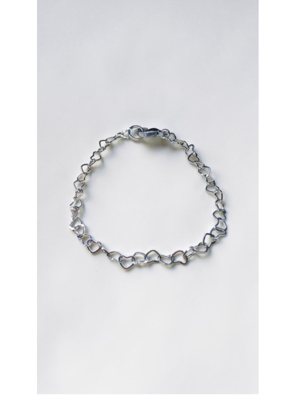 Stainless Steel Heart Chain Bracelet Dainty Heart Link 6.25" - Picture 2 of 5